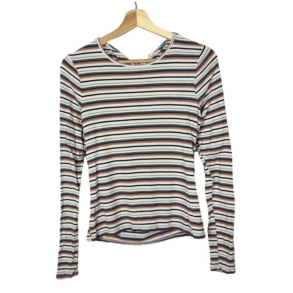 Hollister Colorful Stripe Ribbed Long Sleeve‎ T-Shirt L